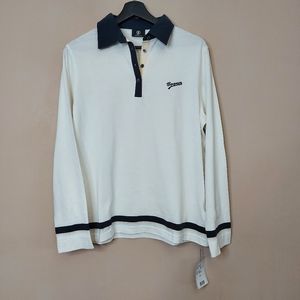 Bogner 1/4 button sweater White and Blue Size Xl